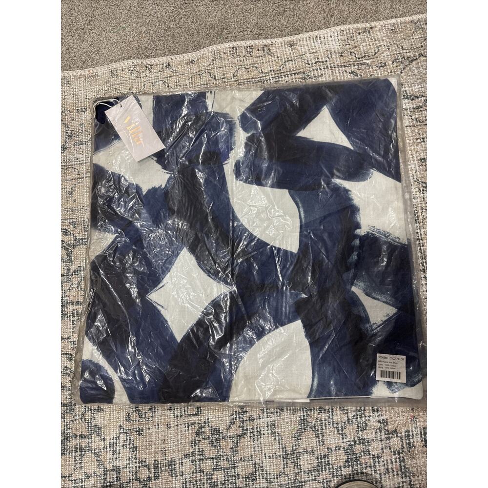 2 PACK Villa By Classic Home V150980 22” X 22” Rate Ink Blue Pillow Cover